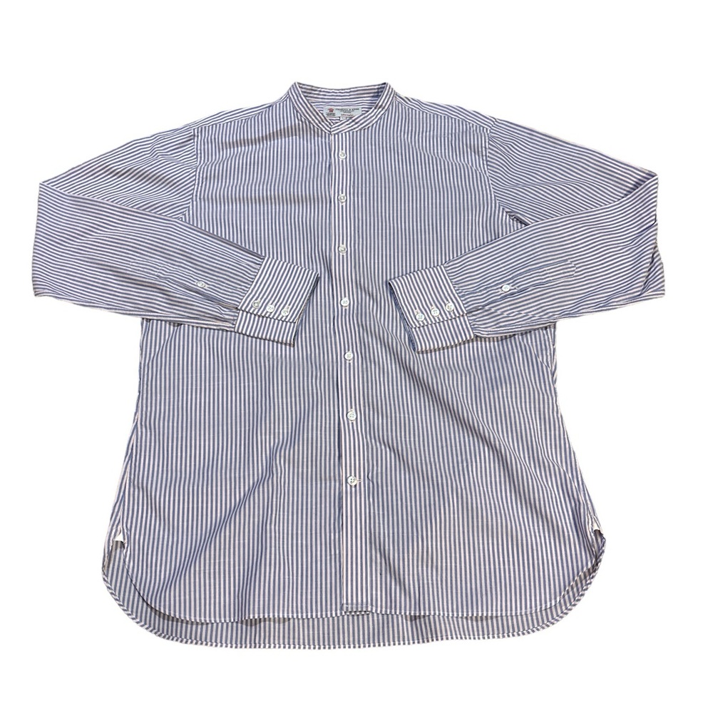 Turnbull & Asser The Informalist Dress Shirt Blue White Stripes Size Large